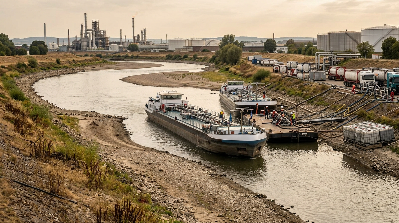 Scene illustrating Petroleum Products sector: European Gasoline Market Faced Severe Tightness in August Amid Rhine Low W