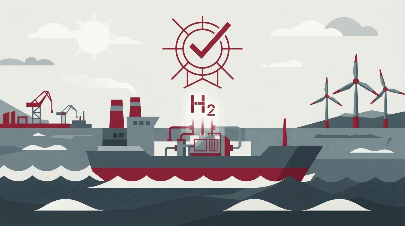 Scene illustrating Shipping sector: Yanmar Obtains DNV Type Approval for Maritime Hydrogen Fuel Cell System. Yanmar has 