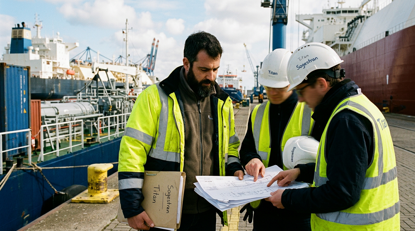 Scene illustrating Bunkering sector: Titan and Sogestran Agree Deal for 6,000 Cbm LNG Bunkering Vessel. Titan and Sogest