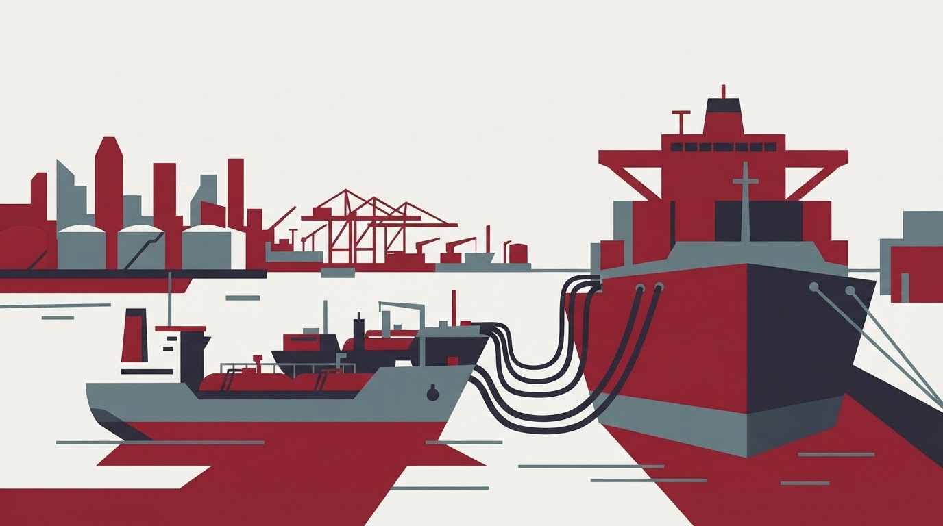 Scene illustrating Bunkering sector: Singapore bunkering growth continues for Alkagesta. Singapore bunkering growth has 