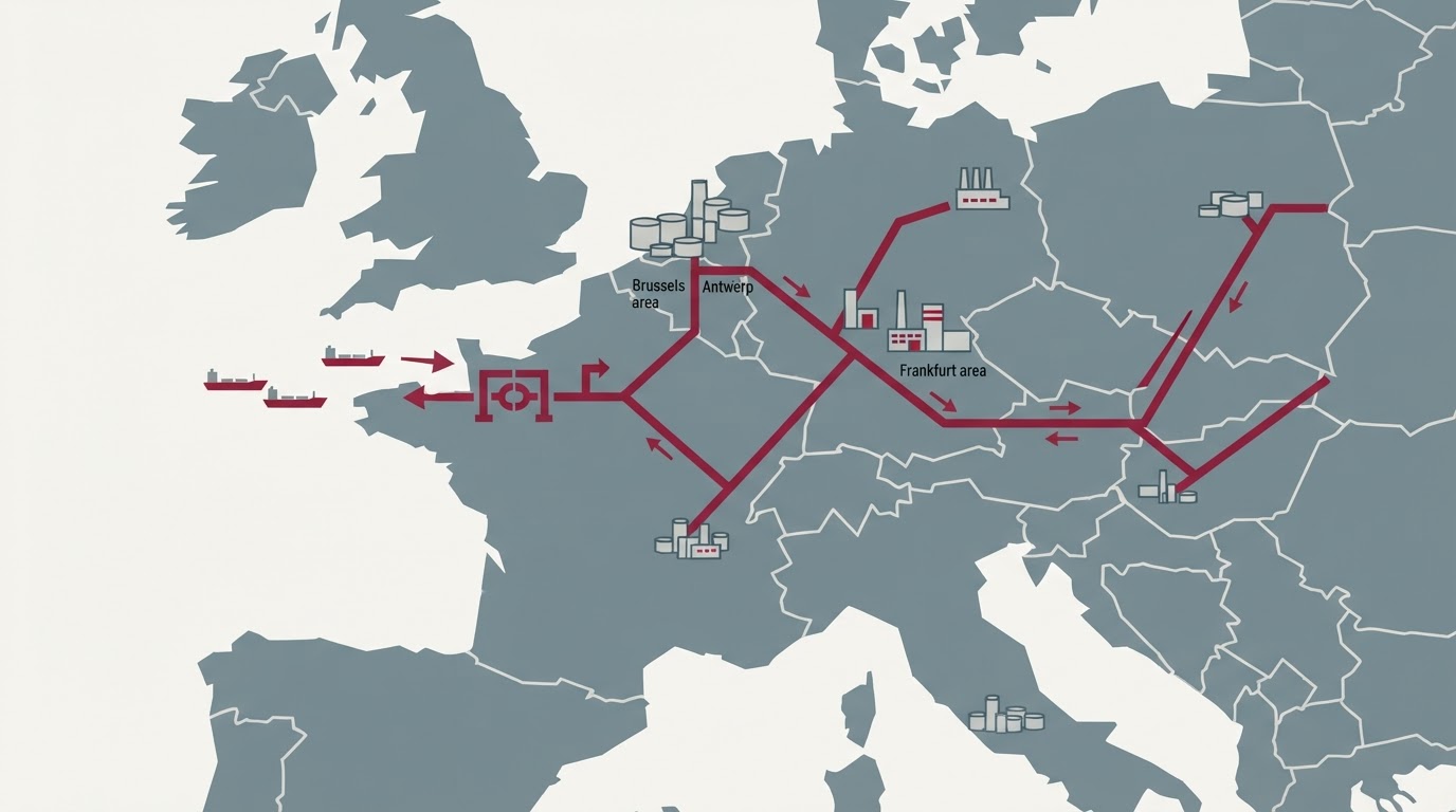 Scene illustrating Energy Infrastructure sector: Alkagesta jet fuel supply deal opens access to NATO pipeline. Alkagesta